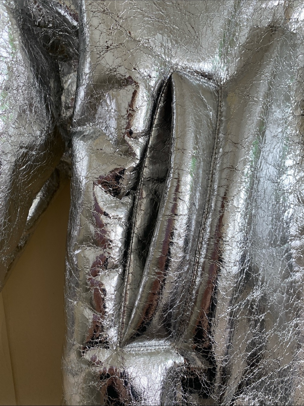 Blank NYC Metallic Silver Faux-Shearling Bomber Jacket - Picture 14 of 14